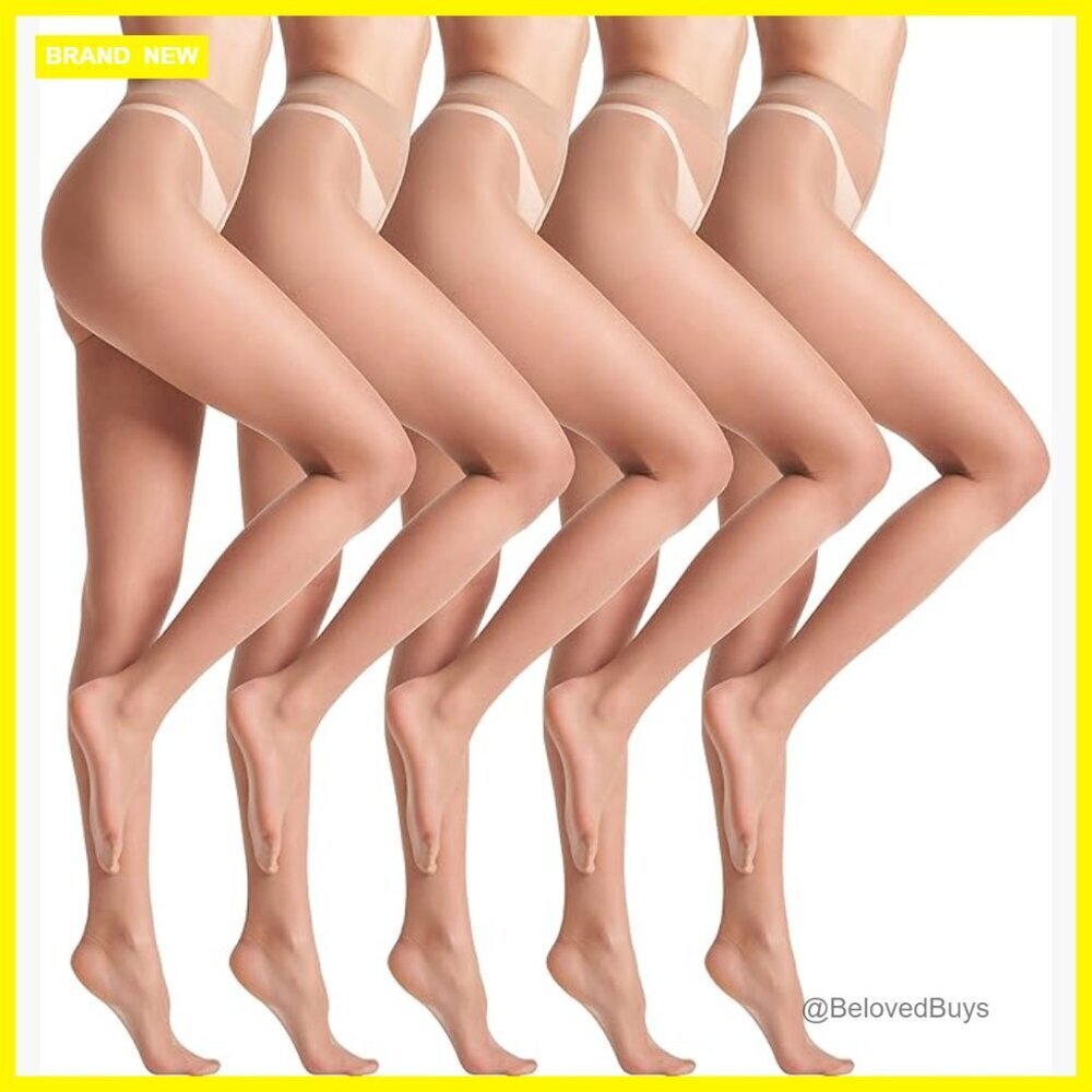 5 Pairs Women's Sheer Tights Ultra Sheer Pantyhose Control Top
